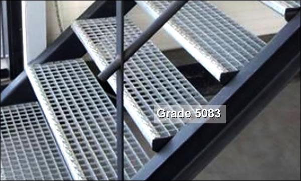 Aluminium grating marine grade 5083 for stairway structures